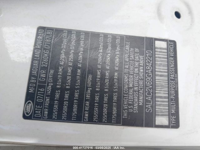 SALAC2V69GA842210 Land Rover LR4