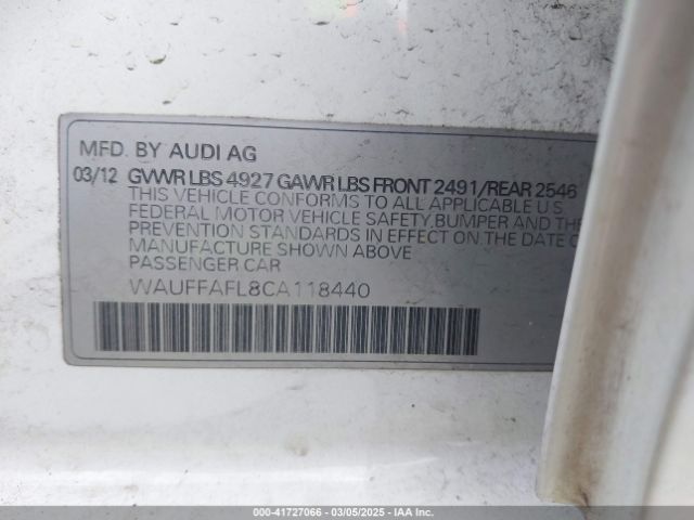 2012 AUDI A4 WAUFFAFL8CA118440 Photo 8