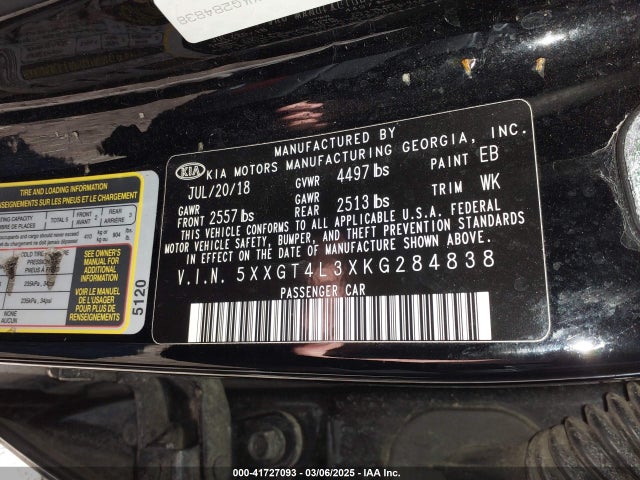 5XXGT4L3XKG284838 KIA Optima Lx