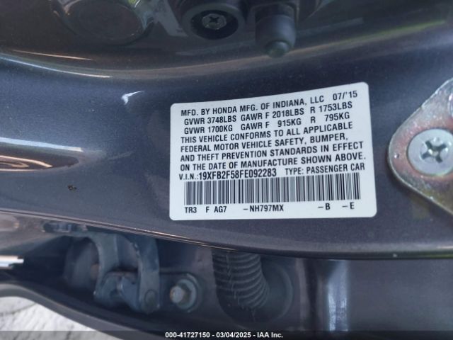 19XFB2F58FE092283 Honda Civic Lx