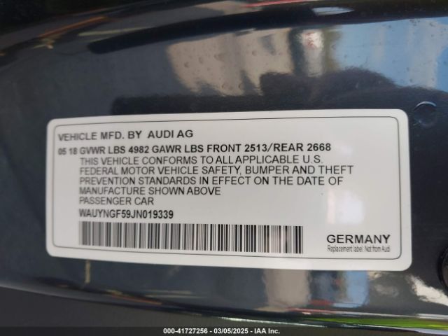 WAUYNGF59JN019339 Audi A5 2.0t Premium