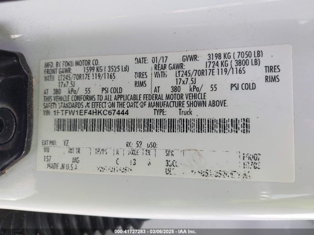 1FTFW1EF4HKC67444 Ford F-150 Xlt