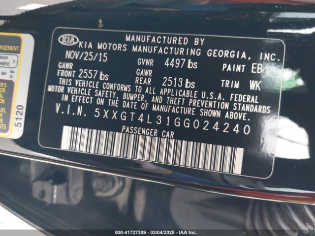 5XXGT4L31GG024240 KIA Optima Lx