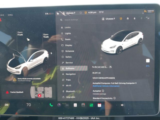 5YJ3E1EAXPF436212 Tesla Model 3 Rear-wheel Drive