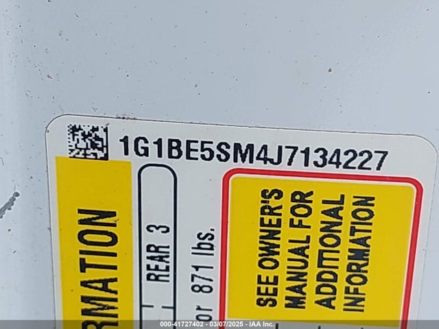 1G1BE5SM4J7134227 Chevrolet Cruze Lt Auto