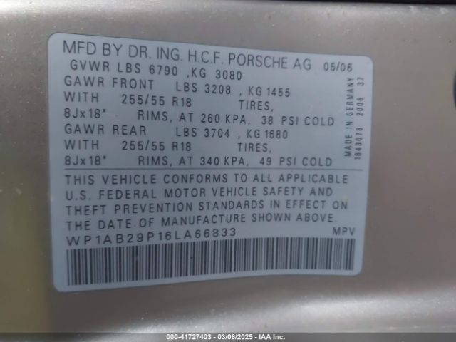 2006 PORSCHE CAYENNE WP1AB29P16LA66833 Photo 8