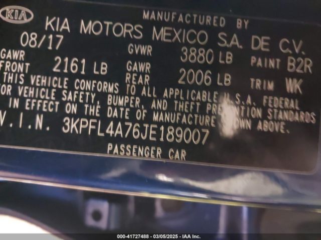 3KPFL4A76JE189007 KIA FORTE S