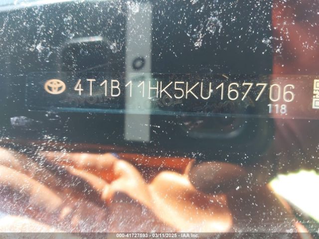 4T1B11HK5KU167706 Toyota CAMRY XLE