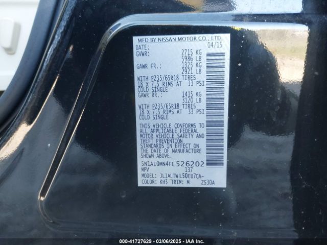5N1AL0MN4FC526202 Infiniti QX60