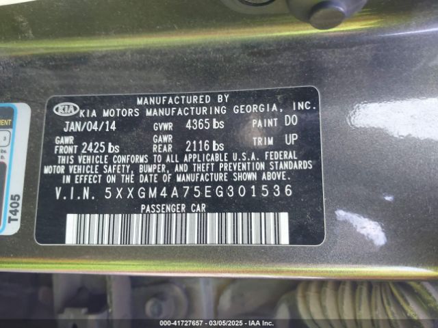 5XXGM4A75EG301536 KIA Optima Lx