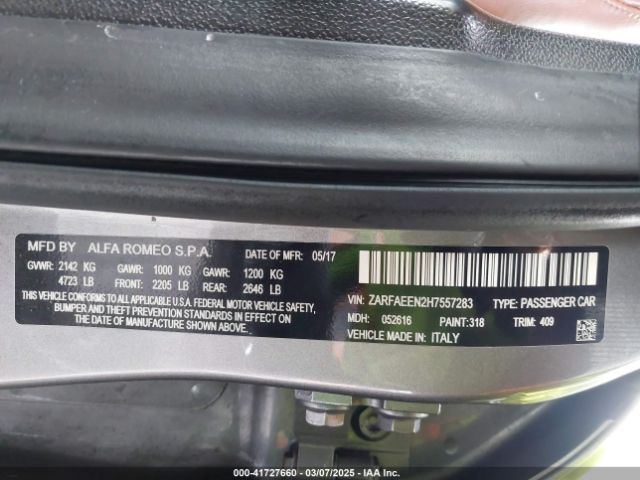 ZARFAEEN2H7557283 Alfa Romeo Giulia Ti Awd