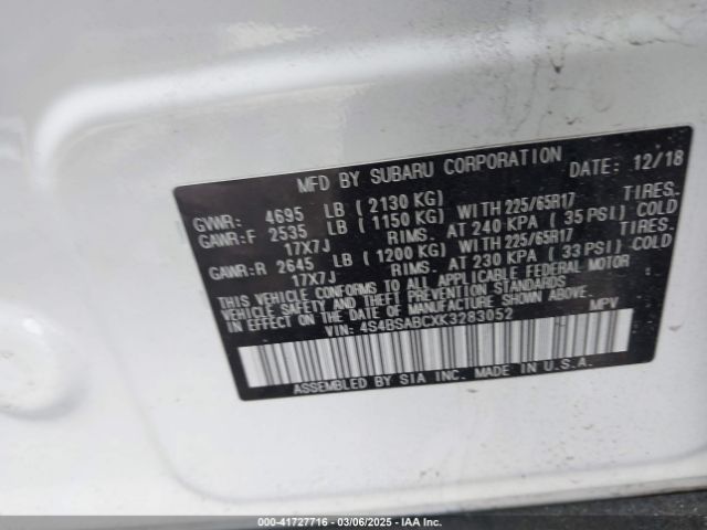 2019 SUBARU OUTBACK 4S4BSABCXK3283052 Photo 8