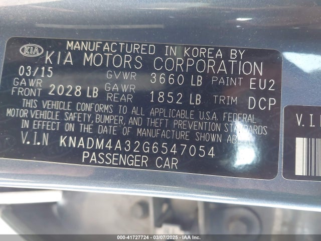 KNADM4A32G6547054 KIA RIO LX