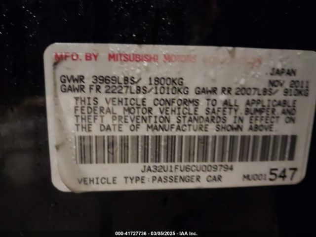 2012 MITSUBISHI LANCER JA32U1FU6CU009794 Photo 8