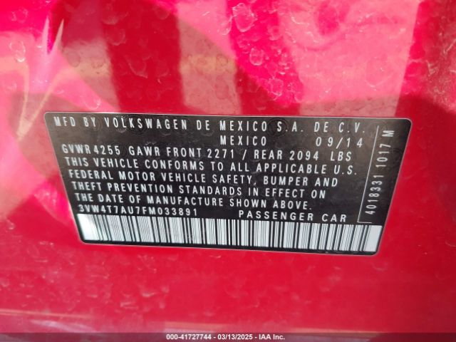 3VW4T7AU7FM033891 Volkswagen Golf Gti 2.0t S 4-door