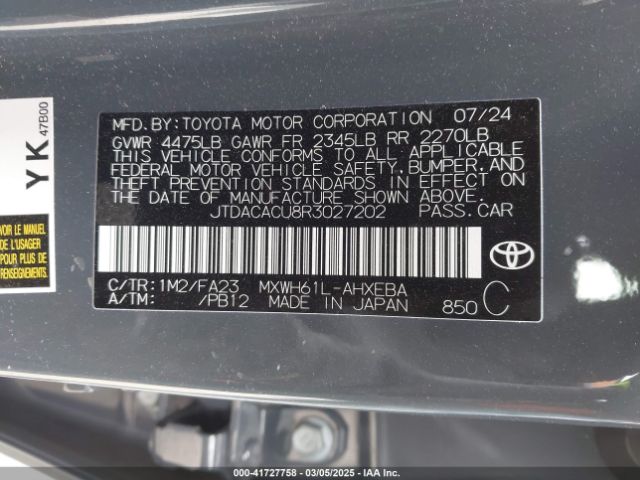 JTDACACU8R3027202 Toyota Prius Prime Se