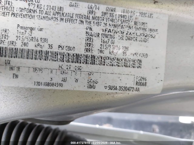 Ford FOCUS SE 2014 1FADP3F2XEL392052 Image 9
