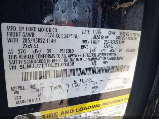 5LMJJ2TT0LEL01838 Lincoln Navigator Black Label
