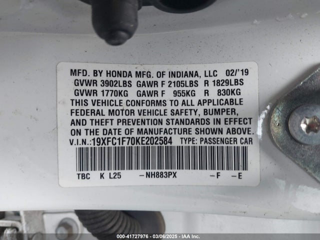 19XFC1F70KE202584 Honda Civic Ex-l