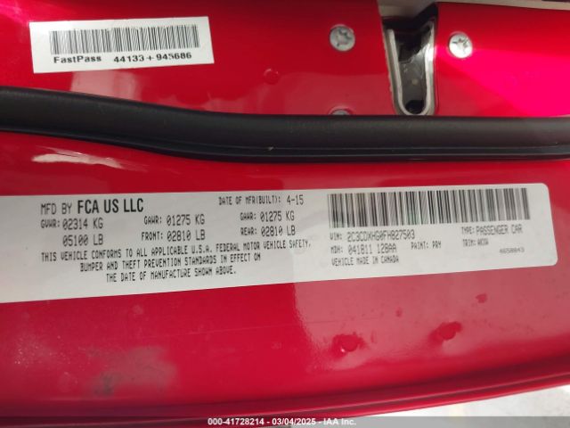 2C3CDXHG0FH827503 Dodge Charger Sxt