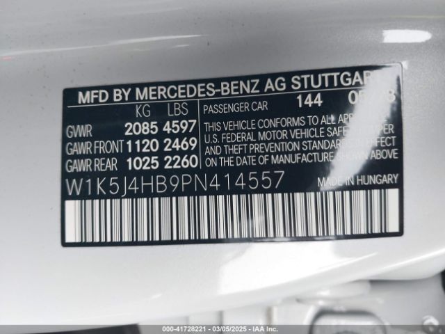 W1K5J4HB9PN414557 Mercedes-Benz Cla 250 Coupe 4matic