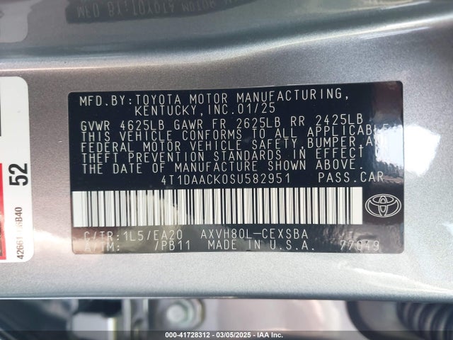 4T1DAACK0SU582951 Toyota CAMRY SE