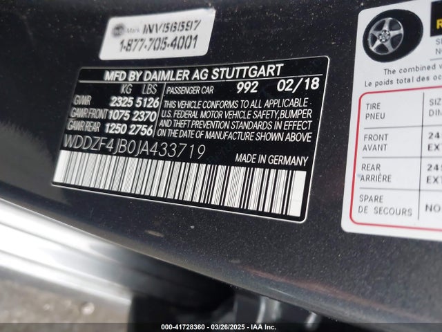 WDDZF4JB0JA433719 Mercedes-Benz E 300