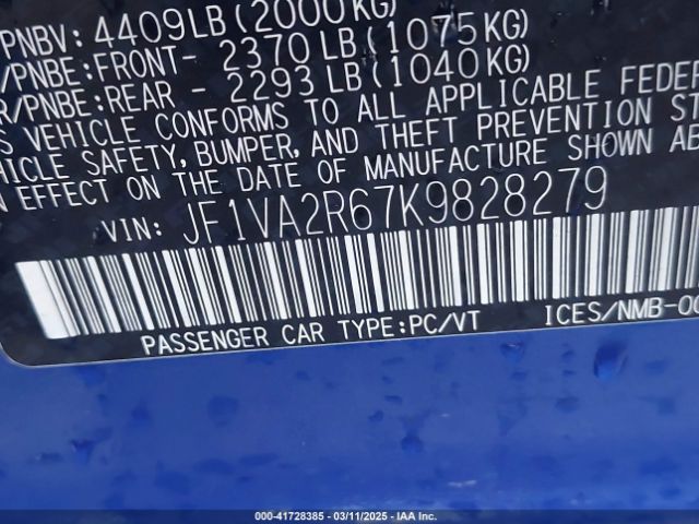 JF1VA2R67K9828279 Subaru Wrx Sti