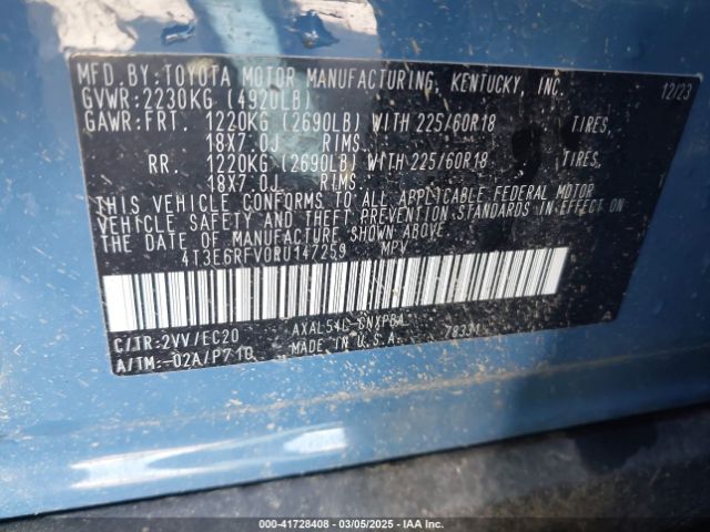 2024 TOYOTA RAV4 HYBRID 4T3E6RFV0RU147259 Photo 8