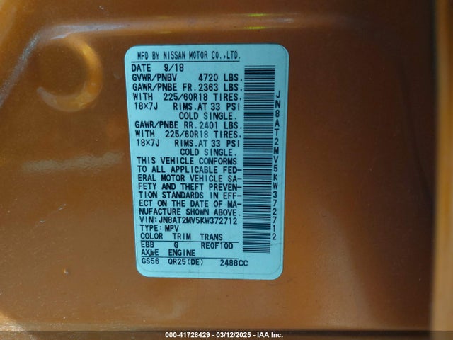 Nissan ROGUE SV 2019 JN8AT2MV5KW372712 Image 9