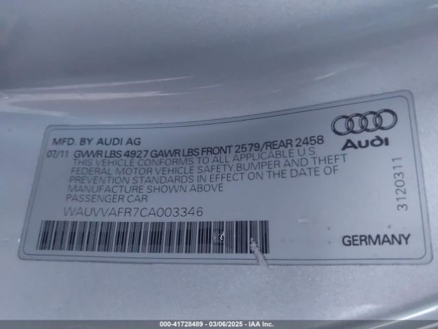 2012 AUDI S5 WAUVVAFR7CA003346 Photo 8