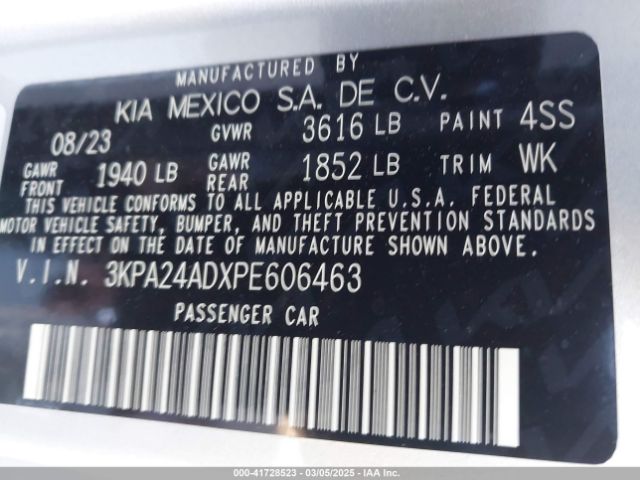 3KPA24ADXPE606463 KIA RIO LX