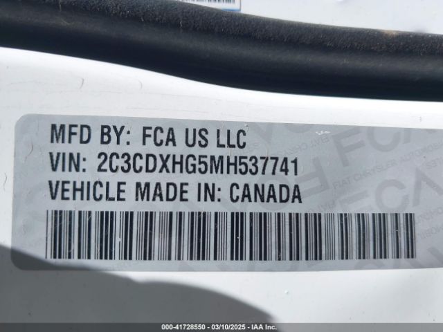 2C3CDXHG5MH537741 Dodge Charger Gt Rwd