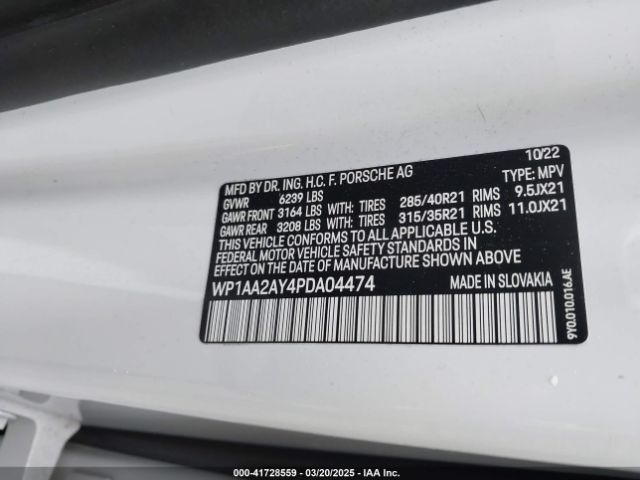 WP1AA2AY4PDA04474 Porsche Cayenne Platinum Edition