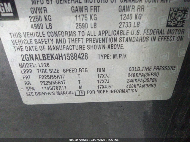2GNALBEK4H1588428 Chevrolet EQUINOX LS