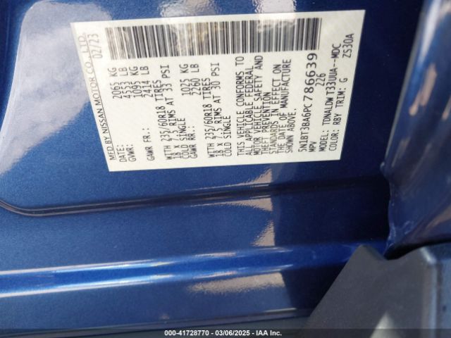 5N1BT3BA6PC786639 Nissan Rogue Sv Fwd