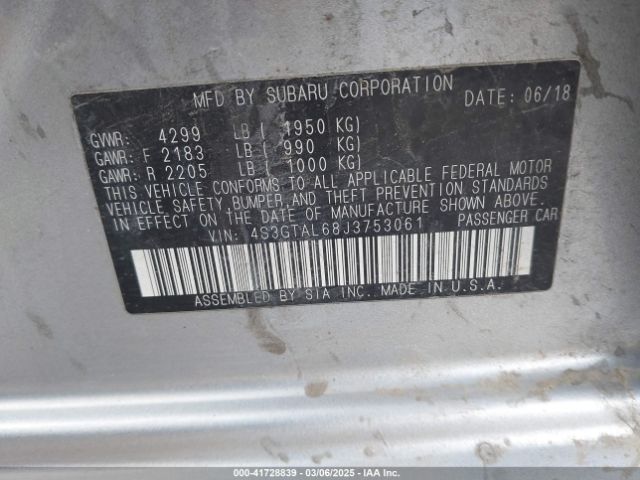 4S3GTAL68J3753061 Subaru Impreza 2.0i Sport