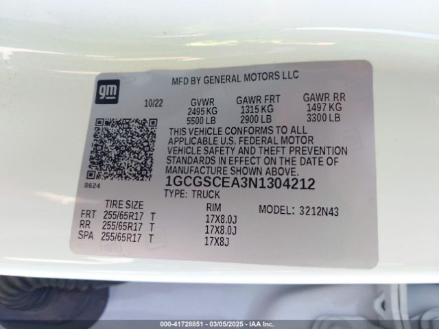 1GCGSCEA3N1304212 Chevrolet Colorado 2wd  Short Box Lt