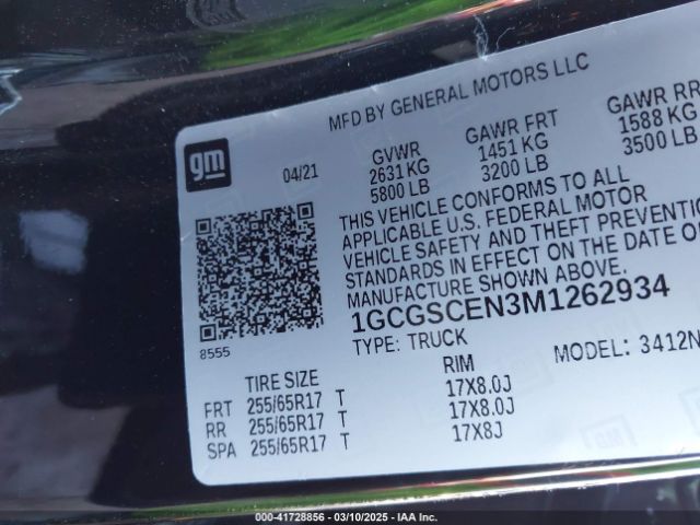 1GCGSCEN3M1262934 Chevrolet Colorado 2wd  Short Box Lt
