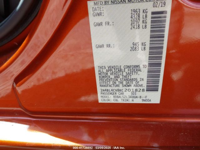 1N4BL4CV8KC201828 Nissan Altima 2.5 Sr