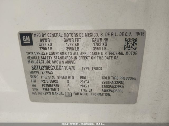 3GTU2MECXGG110470 GMC Sierra 1500 Sle