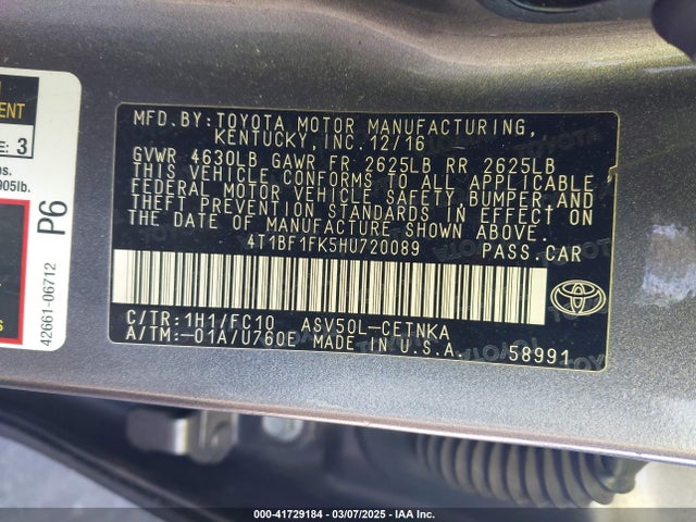 Toyota CAMRY LE 2017 4T1BF1FK5HU720089 Image 9