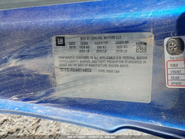 1G1FD1RS4H0144504 Chevrolet Camaro 2lt