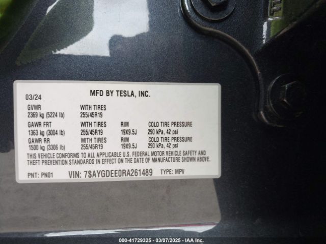7SAYGDEE0RA261489 Tesla Model Y Long Range Dual Motor All-wheel Drive
