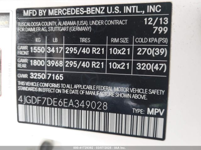 4JGDF7DE6EA349028 Mercedes-Benz Gl 550 4matic