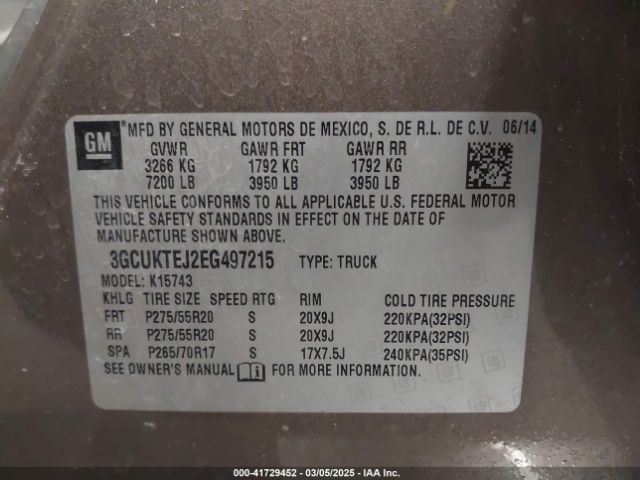 3GCUKTEJ2EG497215 Chevrolet Silverado 1500 High Country