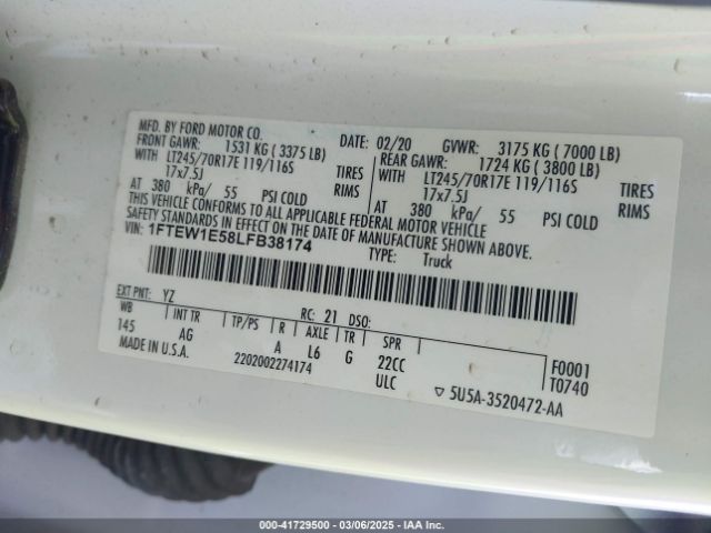 1FTEW1E58LFB38174 Ford F-150 Xl