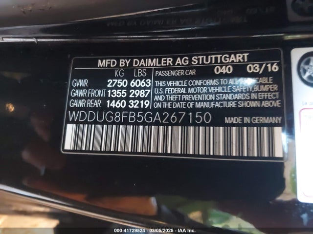Aukcja sprzedaży 2016 Mercedes-benz S 550 4matic, vin: WDDUG8FB5GA267150, numer aukcji: 41729524