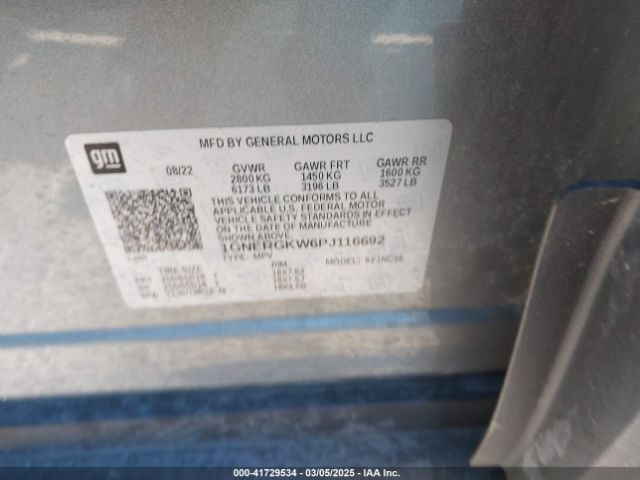 1GNERGKW6PJ116692 Chevrolet Traverse Fwd Lt Cloth