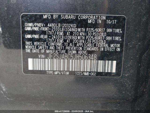 JF2SJABC5JH506348 Subaru Forester 2.5i
